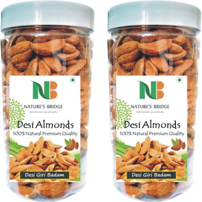 Nature's Bridge Desi Giri Asal Badam 800 Gm / Desi Almonds / Desi Badam / Premium Desi Giri / Bidam - 400 Gm x 2 Jar Pack Almonds(2 x 400 g)