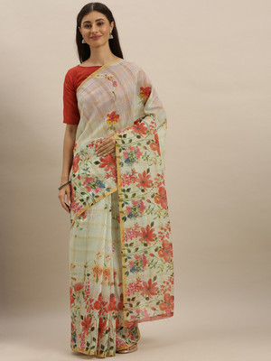 Shavya Woven Bollywood Linen Saree(Beige)