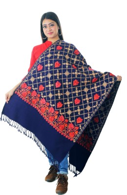 Asar Creations Embroidered Pure Wool Women Stole