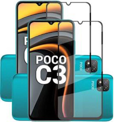 Shoppitzzo Edge To Edge Tempered Glass for Poco C3(Pack of 2)