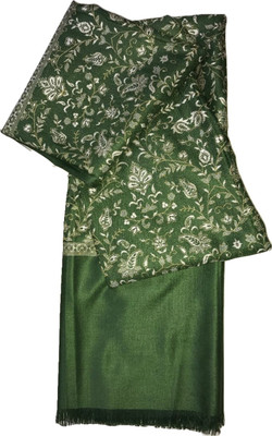 ASE Wool Self Design Women, Men Shawl(Green)