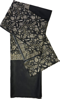 PASHTUSHS Polyester Wool Blend Printed Women Shawl(Black)