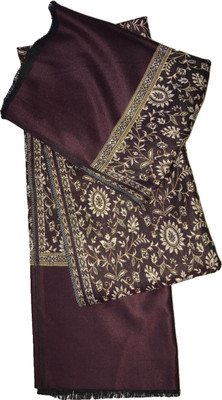 PASHTUSHS Polyester Wool Blend Printed Women Shawl(Maroon)
