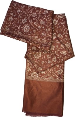 ASE Polyester Wool Blend Floral Print Women Shawl(Brown)