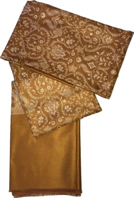 Kashmiri queen Polyester Wool Blend Floral Print Women, Men Shawl(Gold)