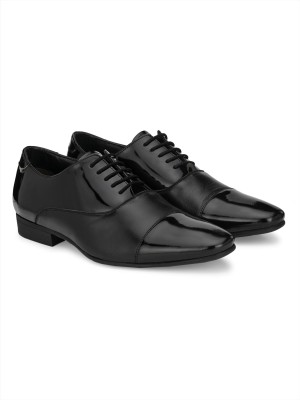 Hitz Black Derby Formal Leather Shoes For Men(Black , 6)