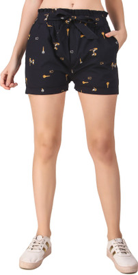 UZARUS Printed Women Blue Boxer Shorts