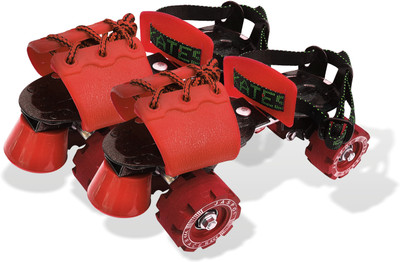 Jaspo Racer Adjustable Rubber Wheel Skates for Senior (6-14 years) Quad Roller Skates - Size 1-8 UK(Blue)