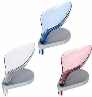 MURLI Leaf Shape Bathroom Soap Box Dish Storage Tray Holder Non Slip Drain Case Gadget (Multicolor)(Multicolor)