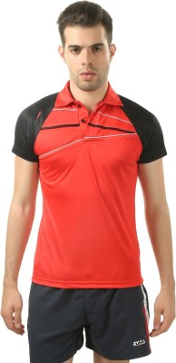 STAG Printed Men Polo Neck Red, Grey T-Shirt
