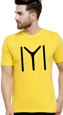 WYD Graphic Print Men Round Neck Yellow T-Shirt