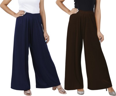 Buy That Trendz Flared Women Blue, Brown Trousers