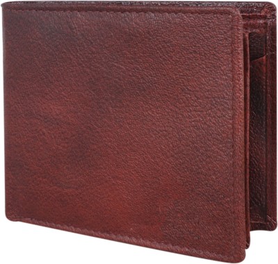 SKKFASHION Men Brown Genuine Leather Wallet(7 Card Slots)