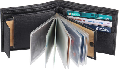 WILD EDGE Men Casual Black Artificial Leather Wallet(10 Card Slots)