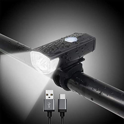 GADGET DEALS Bicycle USB Rechargeable Waterproof Cycle, High 300 Lumens Bright Headlight LED Front Light(Black)