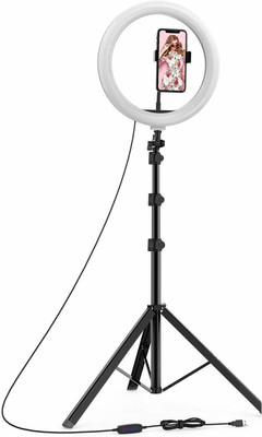 Wrapo 10 Inch Ring Light With Tripod Stand In 3 Modes Adjustable Light Dimmable Light Ring Flash(White)