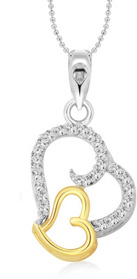 VIGHNAHARTA White Couple Heart Rhodium Cubic Zirconia Alloy Pendant