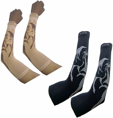 Apastra Cotton Arm Sleeve For Men & Women With Tattoo(Free, Black, Beige)