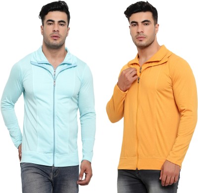 Jaskart Solid Men Polo Neck Light Blue, Yellow T-Shirt