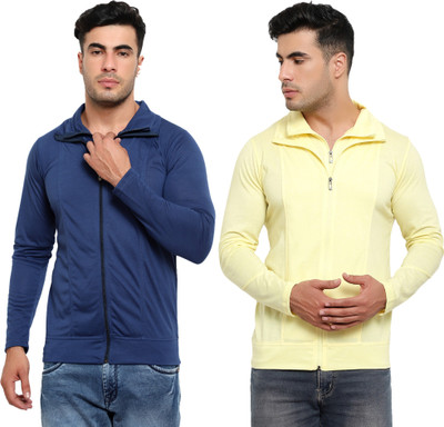Jaskart Solid Men Polo Neck Blue, Yellow T-Shirt