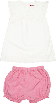 

NautiNati Girls Casual Camisole Shorts(White, Pink