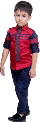 

Bad Boys Boys Casual Shirt Jeans(Maroon), Red