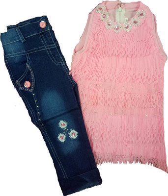 

Kid n Kids Girls Party(Festive) Top Capri(Pink