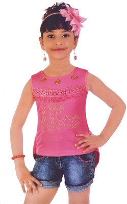 

Hey Baby Girls Party(Festive) Top Pant(Pink