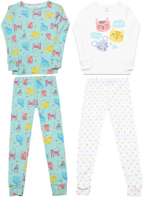 

Carter's Girls Casual T-shirt Pyjama(White, Pack of 2, Print (969)