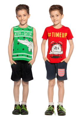 

Maniac Boys Casual T-shirt Shorts(Multicolor, Green::red