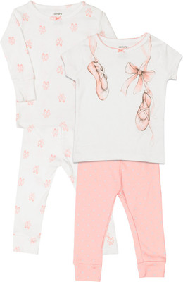 

Carter's Girls Casual Top Pyjama(White, Pack of 2, Print (969)