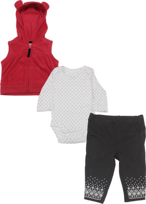 

Carter's Girls Casual Jacket Bodysuit, Pyjama(Multicolor, Red (600)