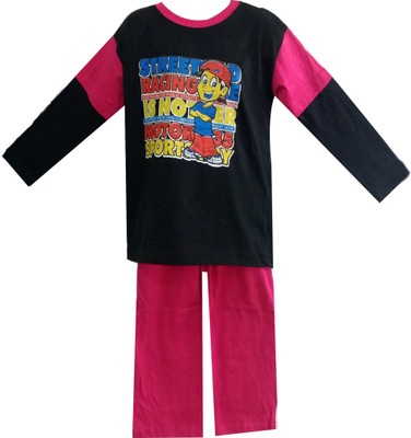 Fashionitz Boys Casual T-shirt Pant(Pink