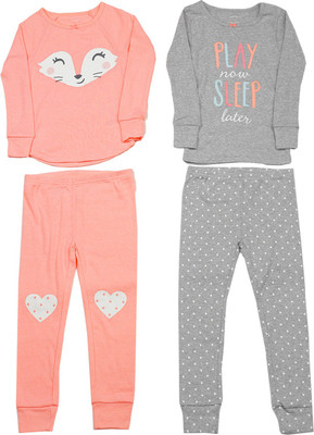 

Carter's Girls Casual T-shirt Pyjama(Grey, Pack of 2, Print (969)