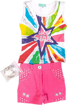 

Cuddlezz Girls Party(Festive) Top Shorts(Multicolor, Pink