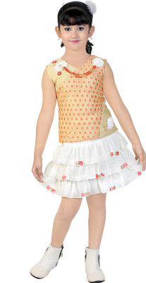 

Golden Girl Girls Party(Festive) Skirt Top(White