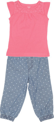

Carter's Girls Casual Top Pyjama(Blue, Pack of 1, Pink (650)