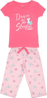 

Carter's Girls Casual T-shirt Pyjama(White, Print (969)