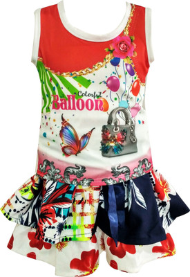 

Fashionitz Girls Casual Top Skirt(Red