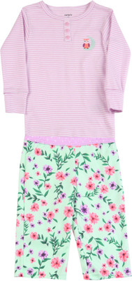 

Carter's Girls Casual T-shirt Pyjama(Green, Print (969)