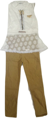 

Kid n Kids Girls Party(Festive) Top Capri(Brown