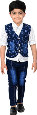 

Nikky Fashion Boys Party(Festive) Jeans Shirt(Blue