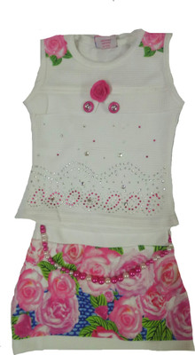 Kid n Kids Girls Party(Festive) Top Skirt(Pink, White