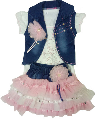 

Kid n Kids Girls Party(Festive) Top Skirt(Multicolor, Pink