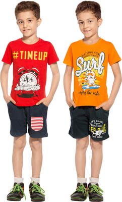 

Maniac Boys Casual T-shirt Shorts(Multicolor, Red::orange