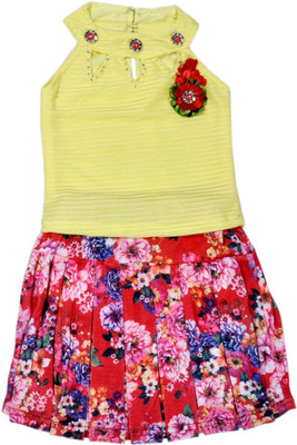 

Hey Baby Girls Party(Festive) Top Skirt(Multicolor
