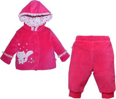 FS Mini Klub Girls Casual Top Pant(Pink, Hot pink combo