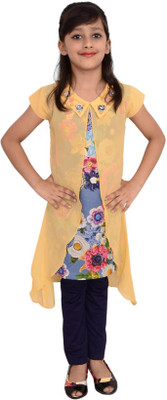 

Arshia Fashions Girls Casual Top Jegging(Multicolor, Blue::beige
