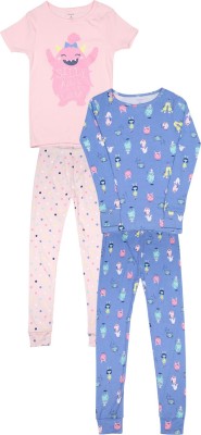 

Carter's Girls Casual T-shirt Pyjama(Blue, Pack of 2, Print (969)