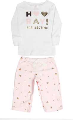 

Carter's Girls Casual Top Pyjama(White, Pack of 1, Print (969)